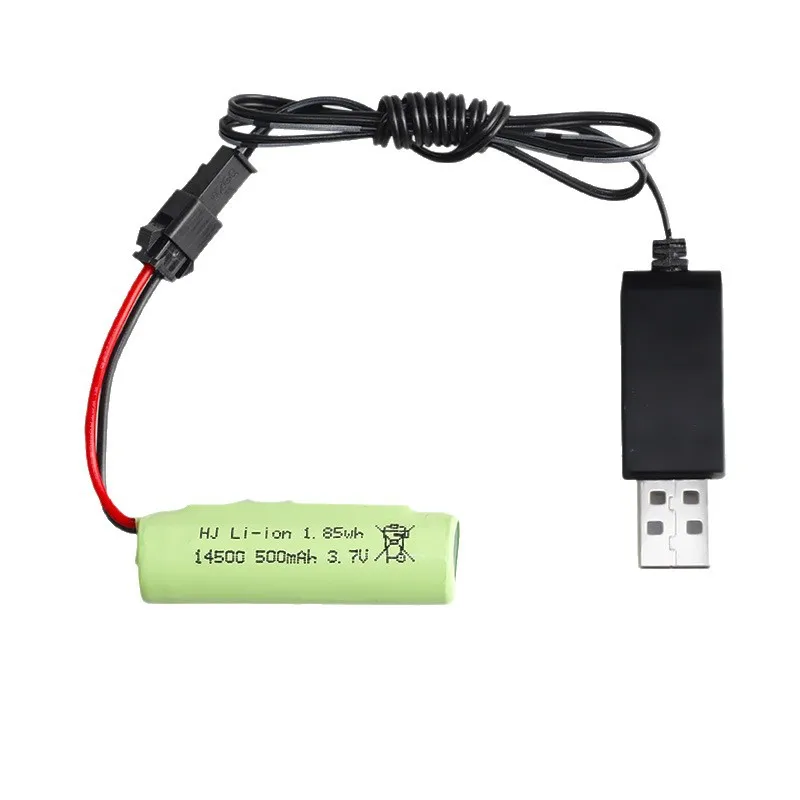 3.7V 500mAh 14500 Rechargeable Lithium Battery With 9A Protection Board For RC Climbing Vehicle Toy Car