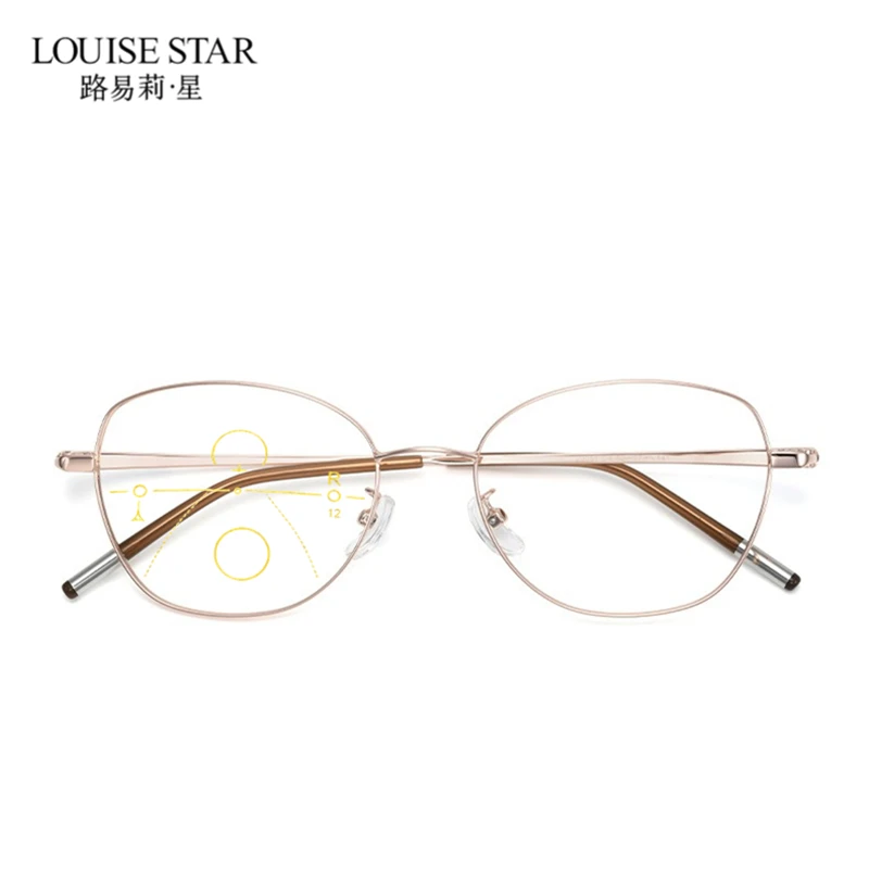 Women  Cat‑Eye Progressive Multifocal Reading Glasses Photochromic Gray Anti Blue Light  Far Near Dual‑Use Finished  Eyeglasses