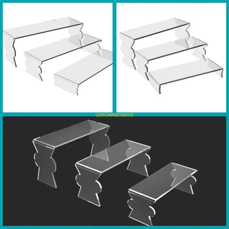 

N58C 3 Tiers Acrylic Display Stand for Anime Figures Stable and Easy to Assemble Rack