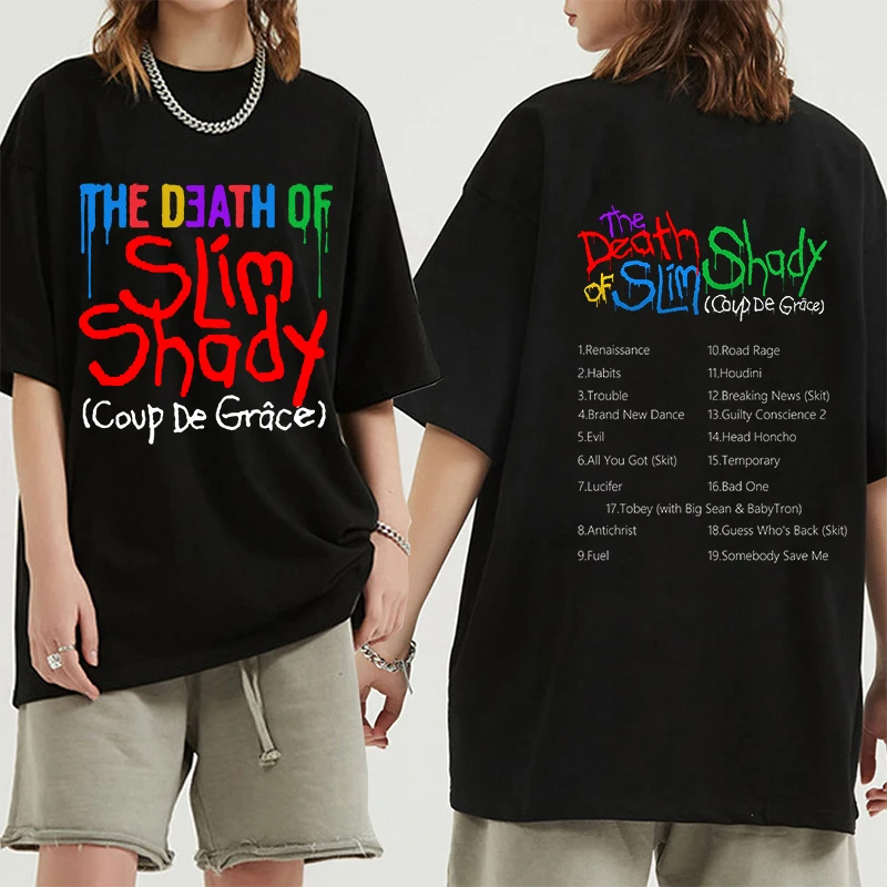 The Death of Slim Shady Tshirt 100% Bawełna Koszulki Graficzne T Shirt Mężczyźni/kobiety Kawaii Odzież Ponadgabarytowe Letnie T-shirty z Krótkim Rękawem