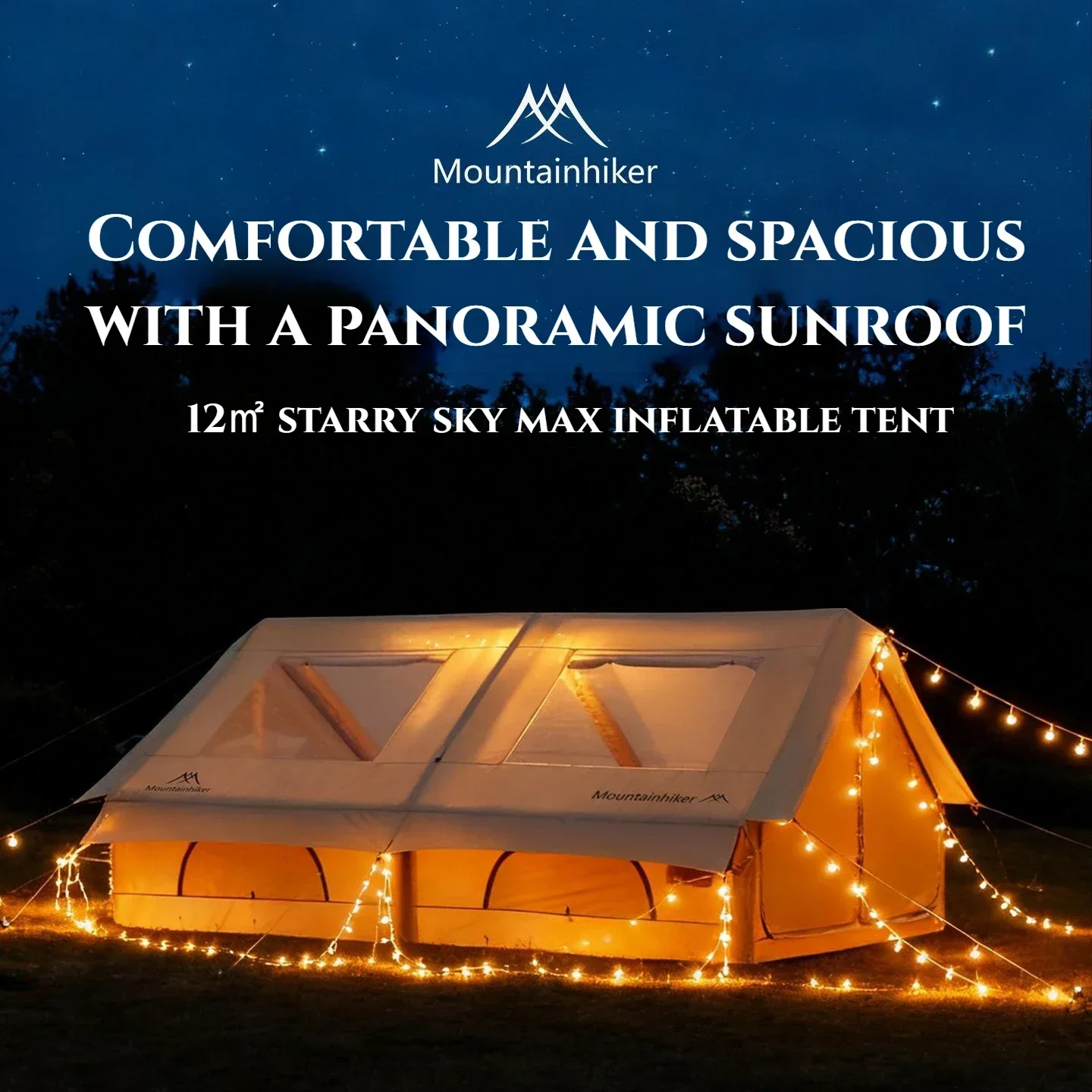 MOUNTAINHIKER 12㎡ Starry Sky Max Inflatable Tent with 5-8 Person Observation Skylight Outdoor Portable waterproof Camping Tent