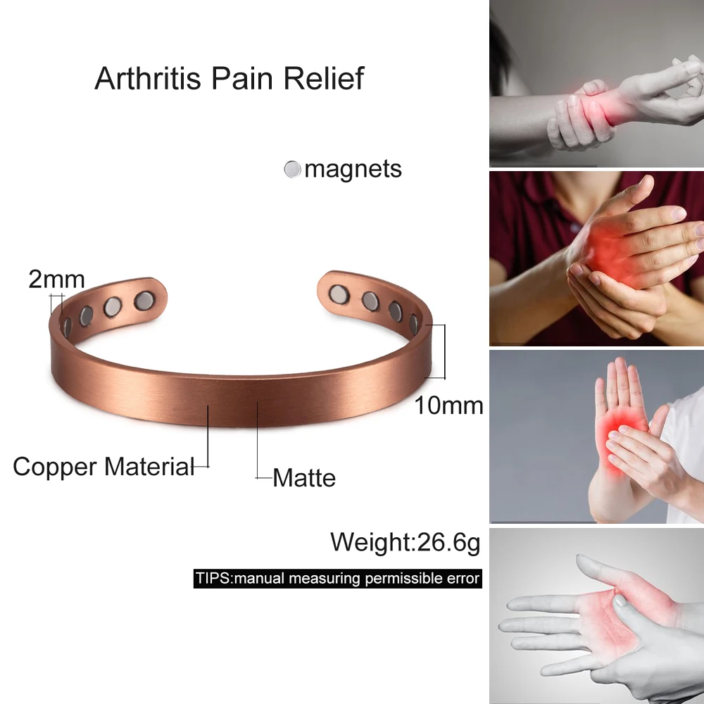 Men's Adjustable Pure Copper Magnetic Cuff Bracelet