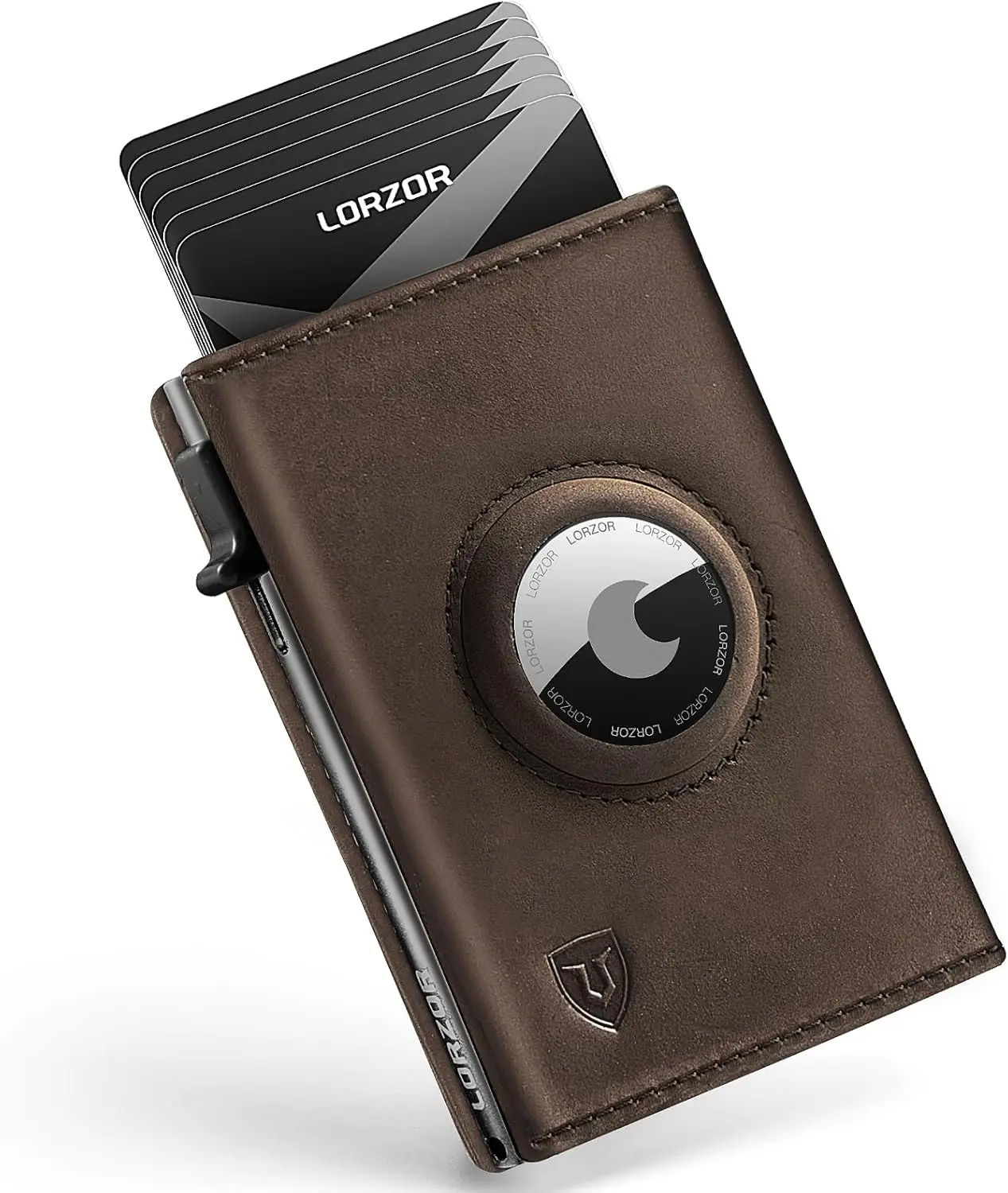 

Тонкий кожаный кошелек с держателем AirTag, блокировкой RFID, окошком для удостоверения личности, минималистичным дизайном для мужчин (AirTag не входит в комплект)