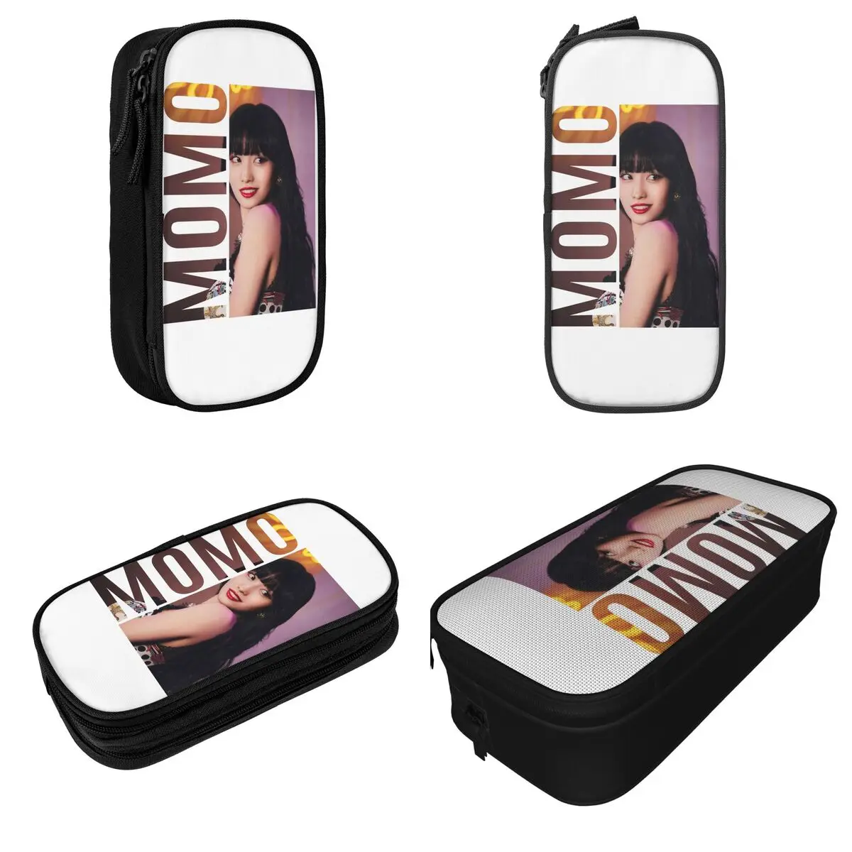 Estuche de lápices KPOP MOMO Twice, estuche de lápices para estudiantes, bolsa de gran capacidad, papelería escolar con cremallera