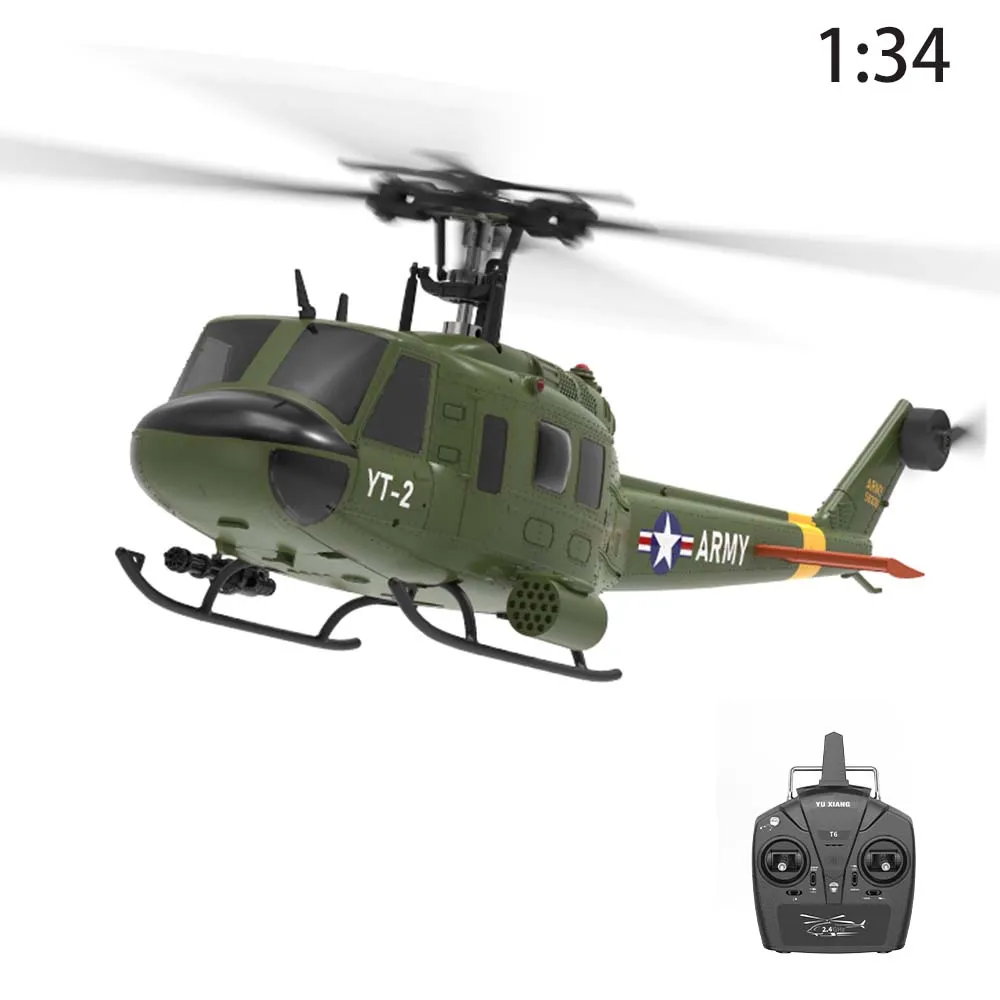 Yuxiang F07 1/34 Uh-1 المزدوج فرش هليكوبتر ستة قنوات تحديد المواقع التدفق البصري Rc طائرات هليكوبتر اللعب