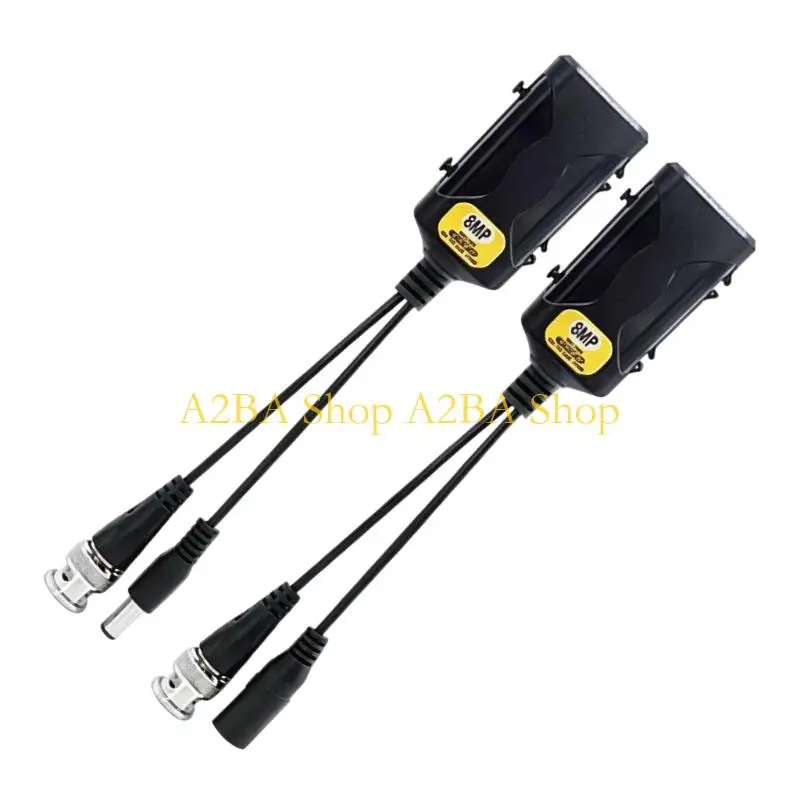 A2BA CCTV Video Balun with Power Supply Video Transceiver Set with BNC Connector,