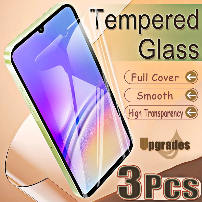 Upgrade 3-teiliger Fingerabdruck-Entsperrschutz 9H Gehärtetes Glas für Samsung Galaxy A05 4G A 05 Anti-Explosions-HD-Displayschutzfolie