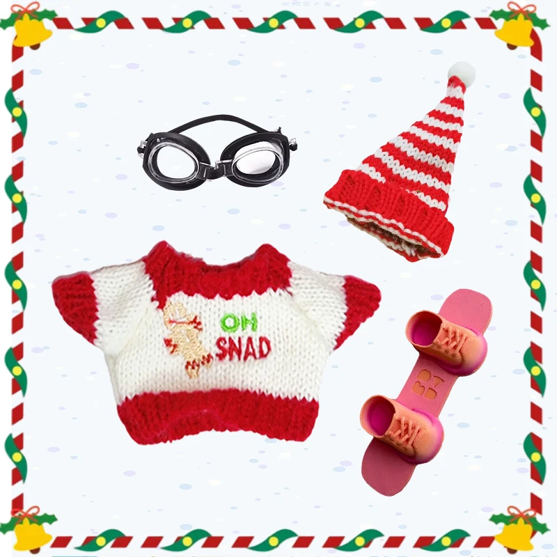 For Labubu Clothing Christmas Set Baby Clothes Doll Wear Crocheted Christmas Tree For labubu Ropa Christmas Fashion Gift