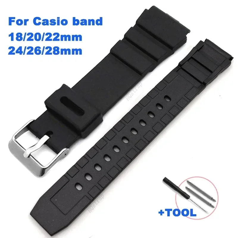 Silicone Strap for Casio Watch Band 18mm 20mm 22mm 24mm 26mm 28mm Watch for Men Waterproof Watchband for Woman Bracelet