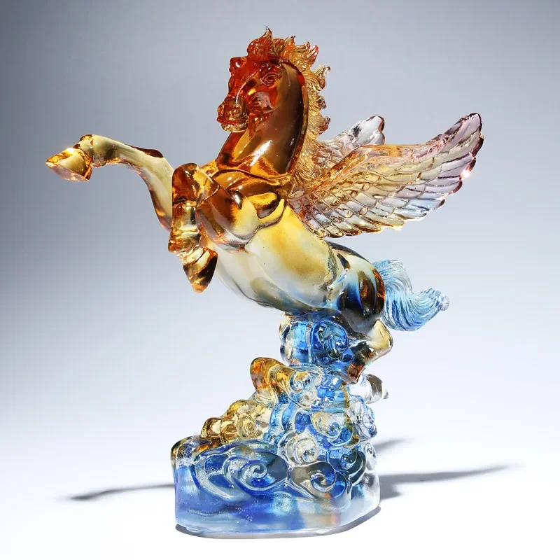 Pegasus Lucky Ornaments Living Room Decoration High-end Crystal Crafts Zodiac Horse Birthday Gifts Horse to Success