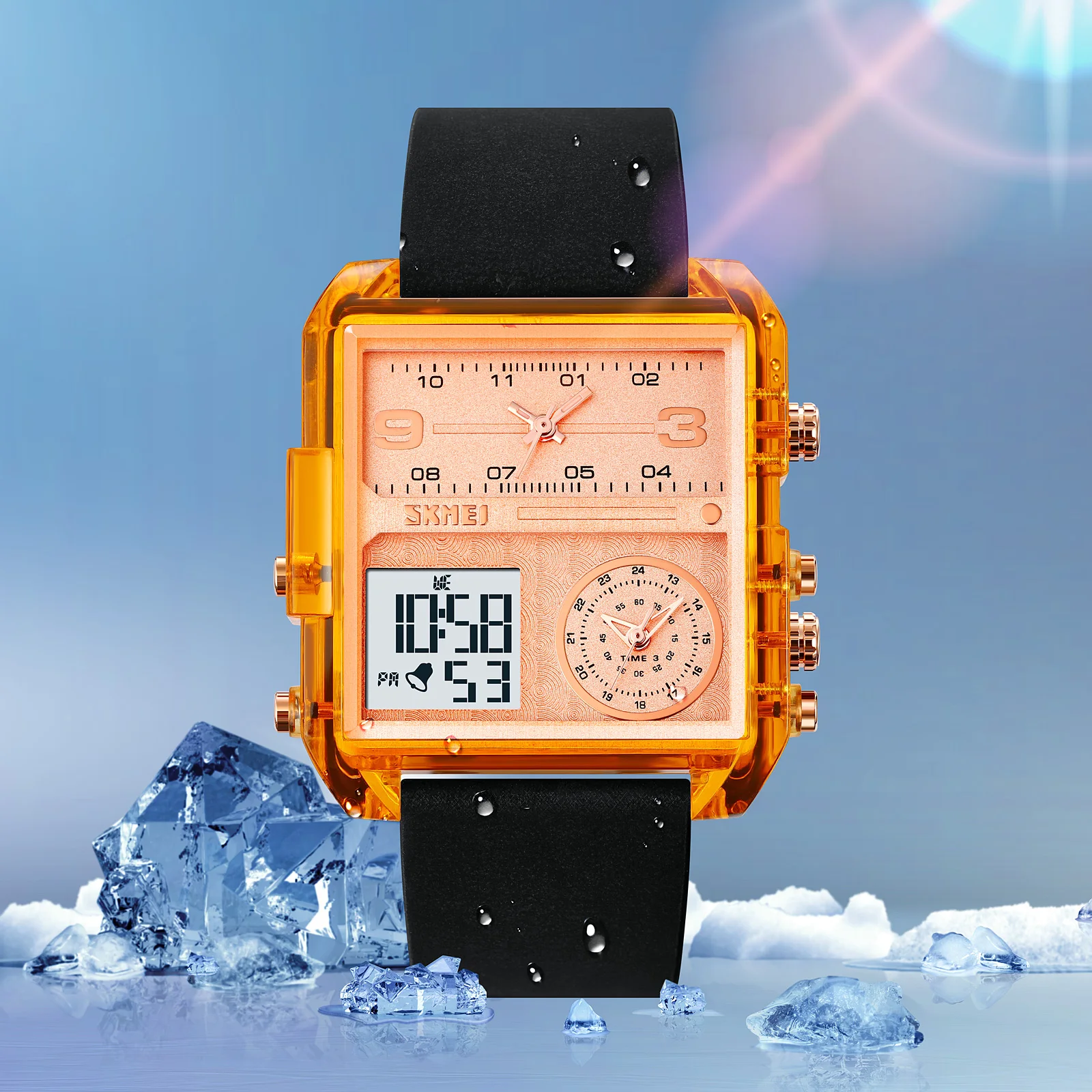 SKMEI 2021 Mens Fashion Back Light Digital Wristwatch 3Bar Waterproof Alarm Clock reloj hombre Casual 3Time Stopwatch