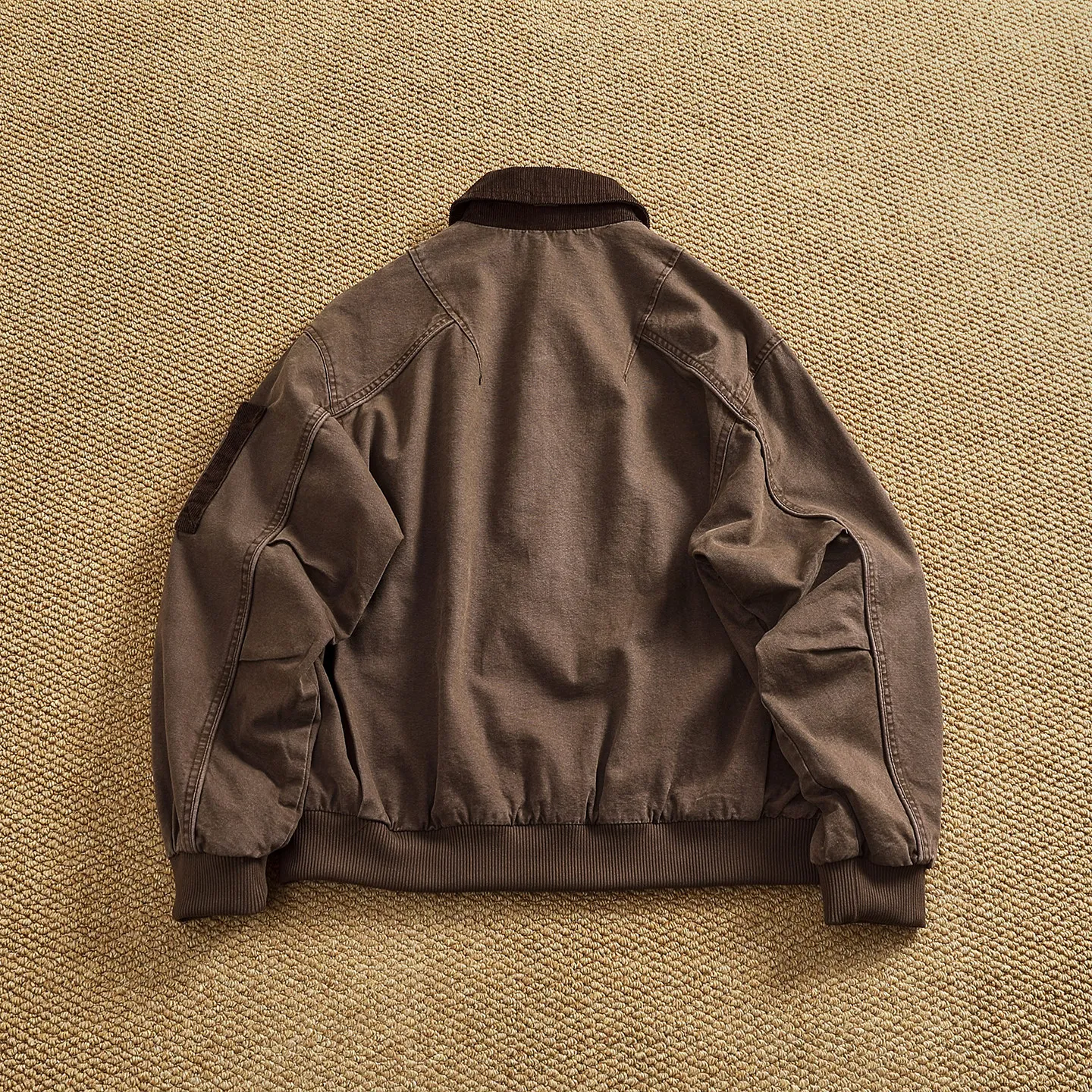 Autumn New American Retro Heavyweight Neckline Contrast Color Corduroy Cargo Jacket Men's Fashion Washed Old Lapel Casual Coat