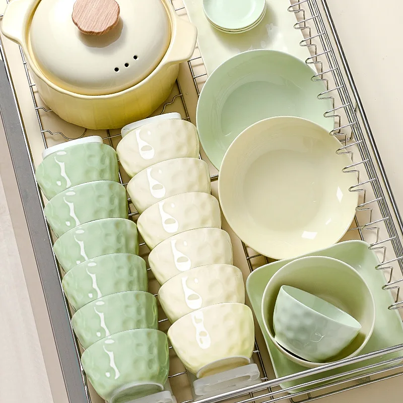 

Cream Wind Dish Set Household Underglaze Tableware Set