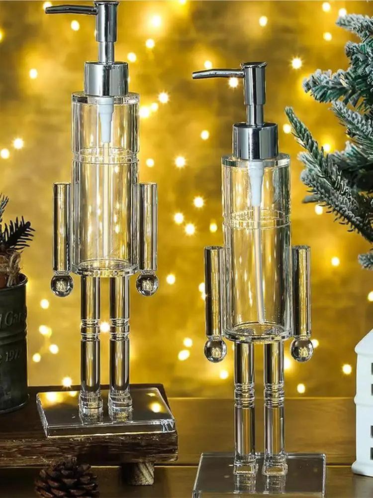 

100/200ml Nutcracker Hand Soap Dispenser Refillable Toner Pump Christmas Clear Shower Gel Bottle for Bathroom Kitchen Home Hotel