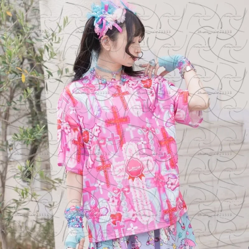 

Новая готическая футболка с 3D принтом в стиле аниме, унисекс, красочная, оригинальный уличный стиль Y2K, подходит для дома и отдыха на свежем воздухе