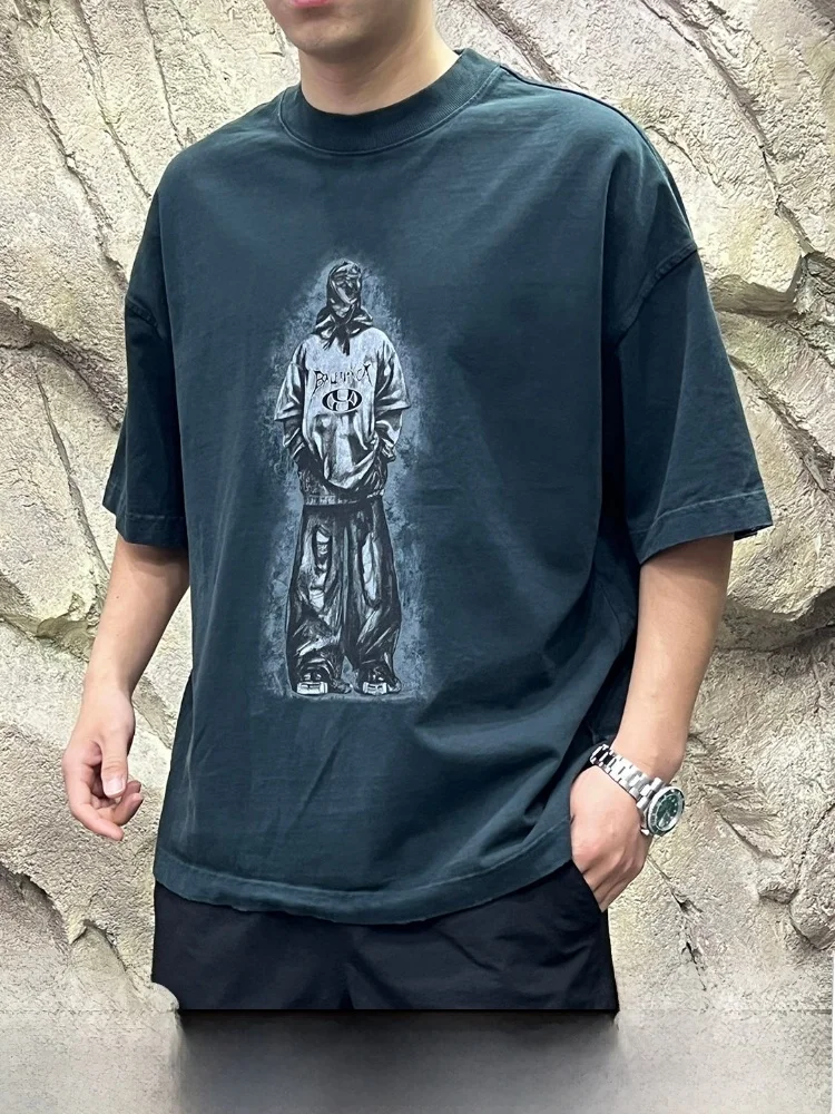 

Paris Limited Edition Pure Cotton Short Sleeve T-Shirt Men's Loose Fit Printed Graphic Casual Top Quality Skin-friendly round...