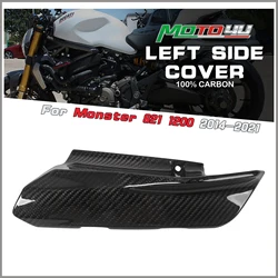 For Ducati Monster 821 1200 2014 2015 2016 2017 2018 2019 2020 2021 100% Carbon Fiber Left Side Cover Fairing Trim Panel Gloss