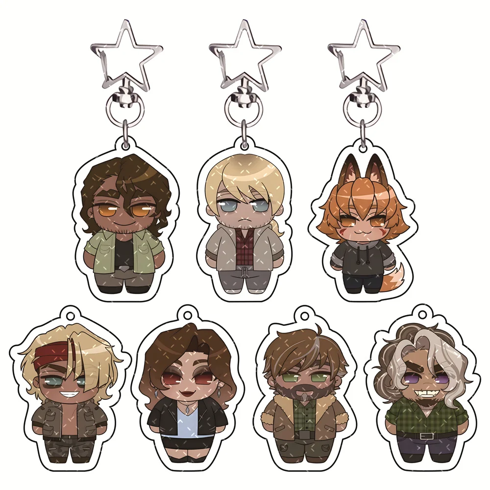 YKMET 6cm Star Hook Acrylic Keychain Game Character Horror Visual Novel Bag Charm Car Key Pendant Gaming Fans Collectible Gift