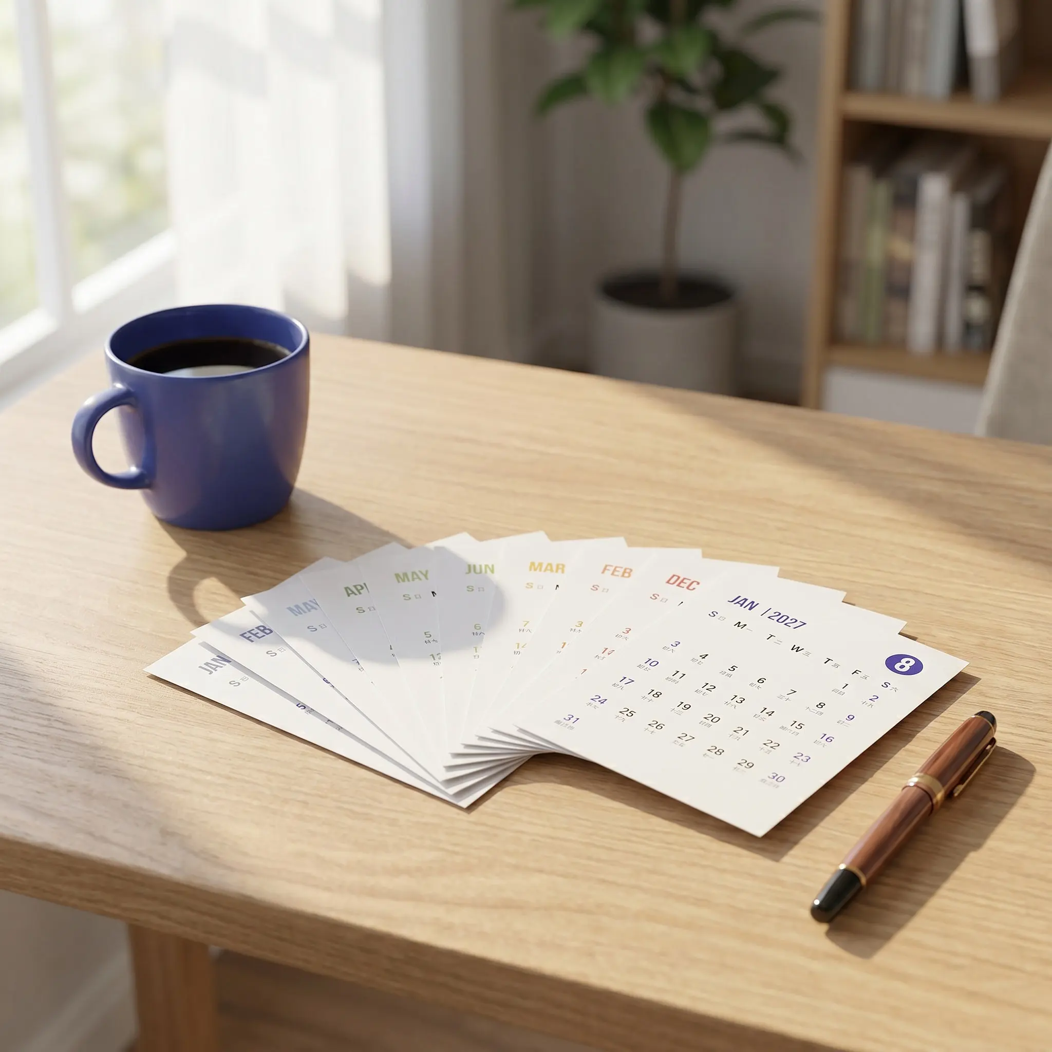 1Set 2027 Journal Planner Stickers Monthly Calendar Labels Tabs 6x4 Inch Self-Adhesive Notebook Desk Organizers
