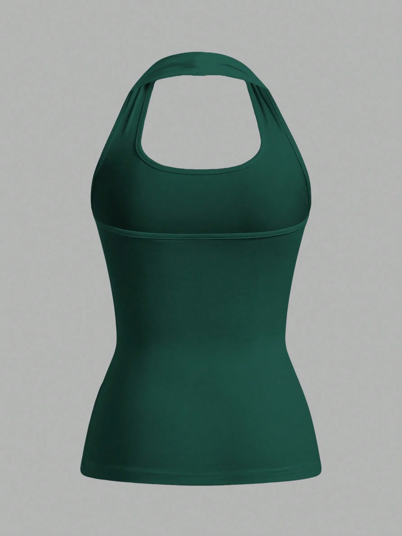 2026 Comfortable Casual Square Neck Sleeveless Hanging Neck Solid Color Green Backless Waist Cinched Comfortable Vest Top