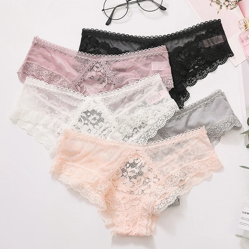 Meet\'r Sexy Panties Transparent Underwear Women Briefs Hollow Out High Quality Lace Underpants Lingerie G string Intimates M L