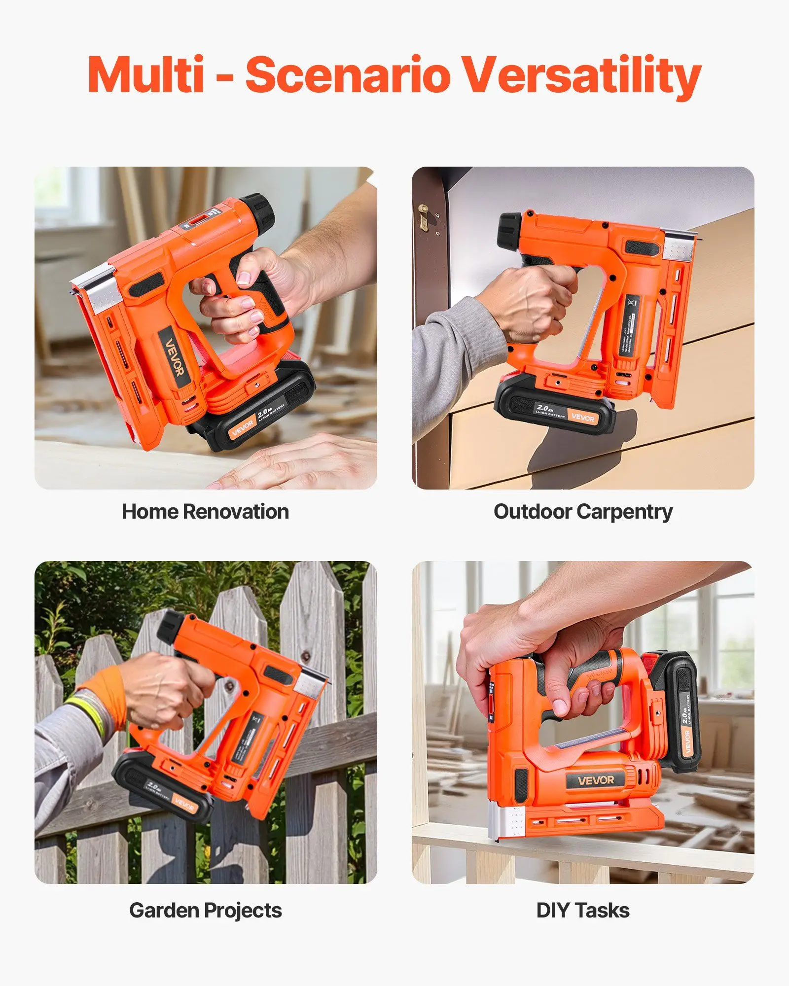 Cloueur Brad sans fil de calibre 18, pistolet à agrafes 2 en 1 avec batterie et chargeur, avec clous/agrafes pour le bricolage du bois