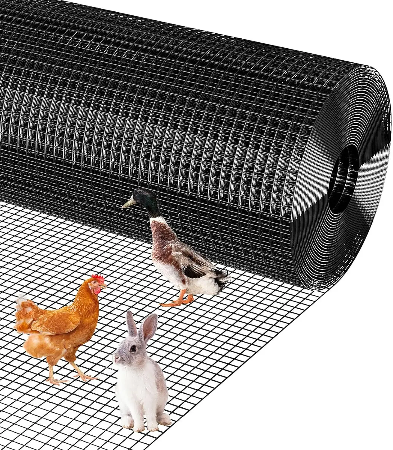 

Hardware Cloth 1/2inch - 19GA Black Galvanized Chicken Wire Mesh Roll, Hot-Dipped After Welding for Chicken Coop,Poultry Netting