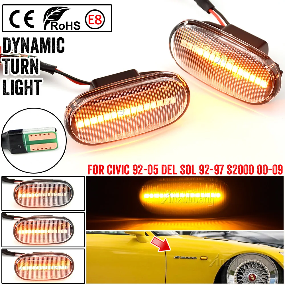 

For Honda Prelude 1985-2001 LED Dynamic Side Marker Turn Signal Light Indicator Dynamic Amber Turn Signal Light ﻿
