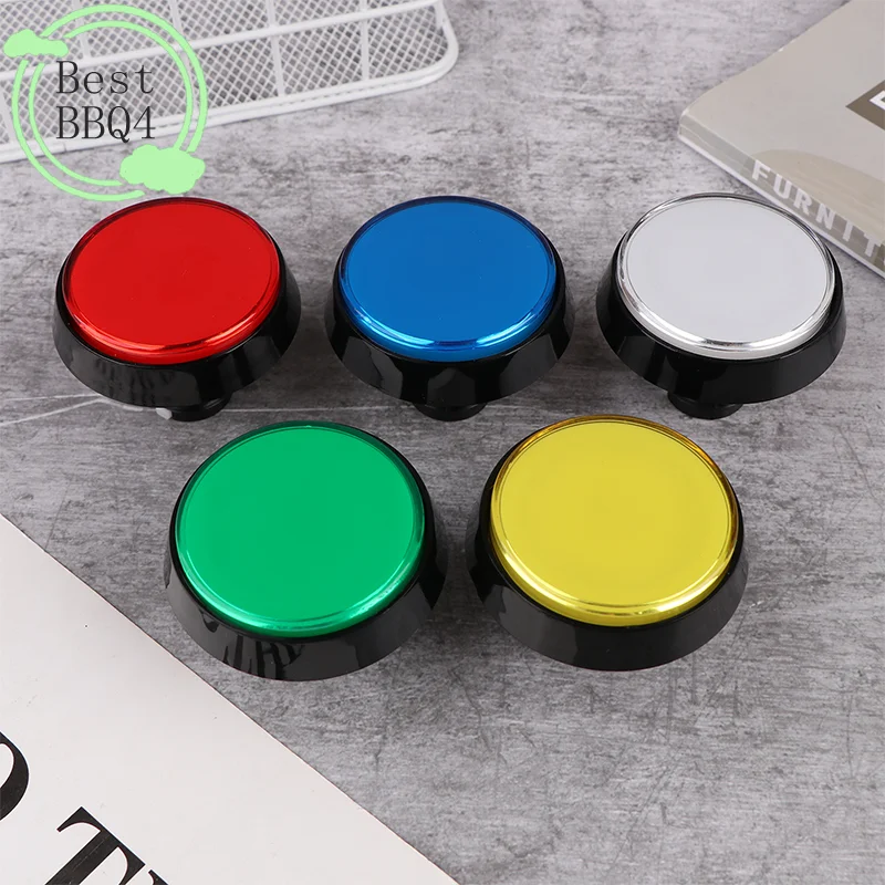 (BBQ4) Botón Arcade de 60 mm, DC 12V, LED, Botón Redondo Grande de 5 Colores, Microinterruptor con Reinicio Automático para Gabinete Arcade