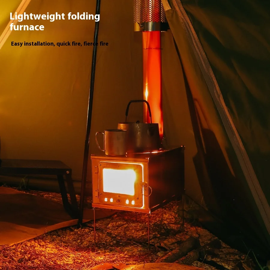 Lightweight Portable Folding Firewood Stove Outdoor Camping Tea-Burning Cooking Heating Fire-Burning Grill