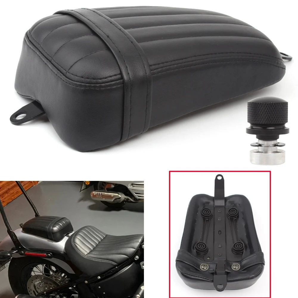 Pu Leather Billet Aluminum Grid Rear Passenge Seat With 1 Pcs Seat Bolt Nut Fits For Harley-Davidson Street Bob 2018-2020 Black