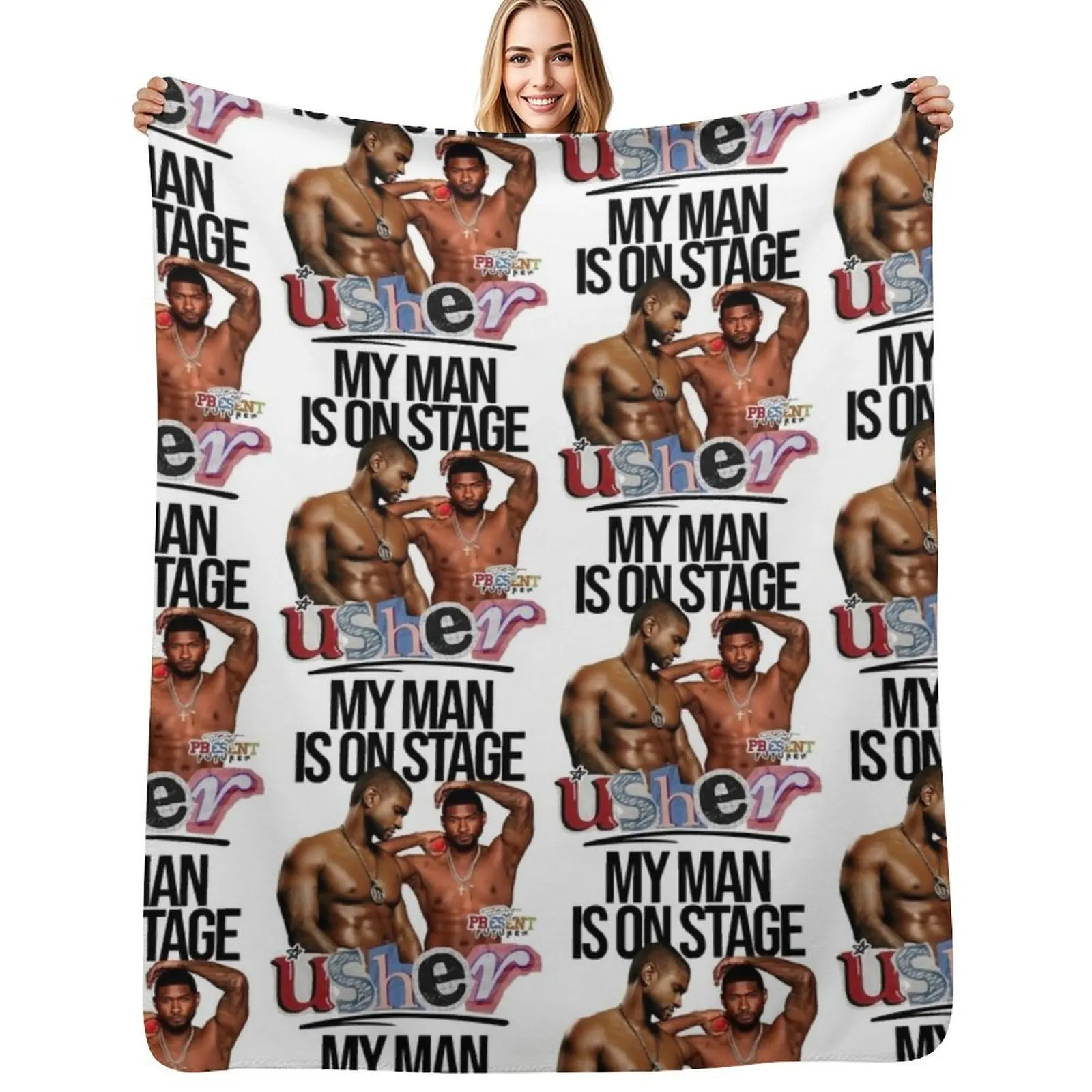 Usher My Man Is On Stage Throw Blanket Soft Breathable Blanket for Night Sleeping