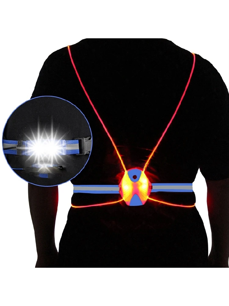 AliExpress A88M Night Running Light Reflective Vest LED Chest Lamp USB Charge Camping Fishing Cycling Vest Light(Navy Blue)