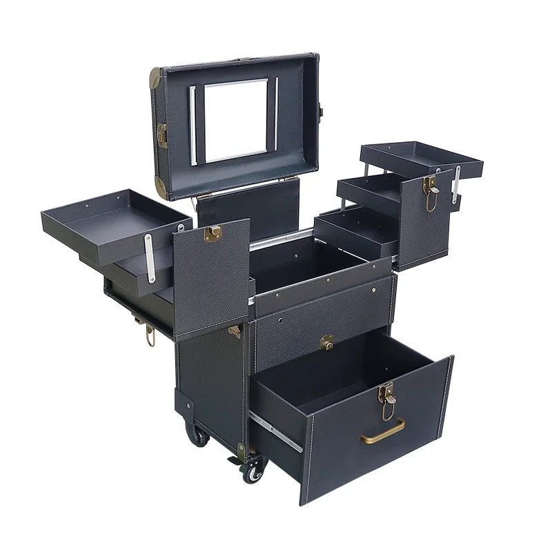 

Профессиональный косметичка с колесиками для визажистов, большая вместимость, многофункциональный запираемый шкаф, многофункциональный штабелируемый складной шкаф