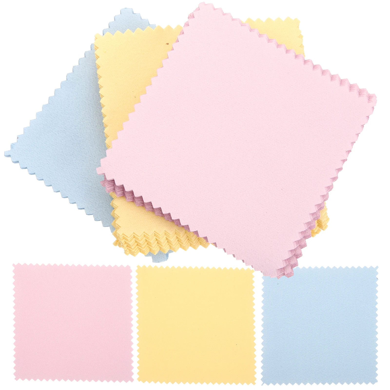 

60pcs Silver Polishing Cloth Double-sided Fleece Jewelry Cleaner 8x8cm Random Color Soft Reusable Glasses Lens for Electronics