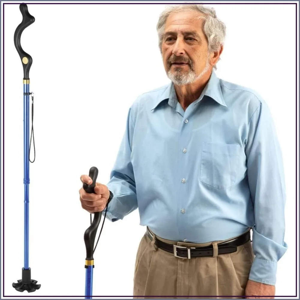 

Adjustable Walking Cane for Men and Women - 10 Heights, Self Standing, Folding, Portable, Collapsible, Comfortable
