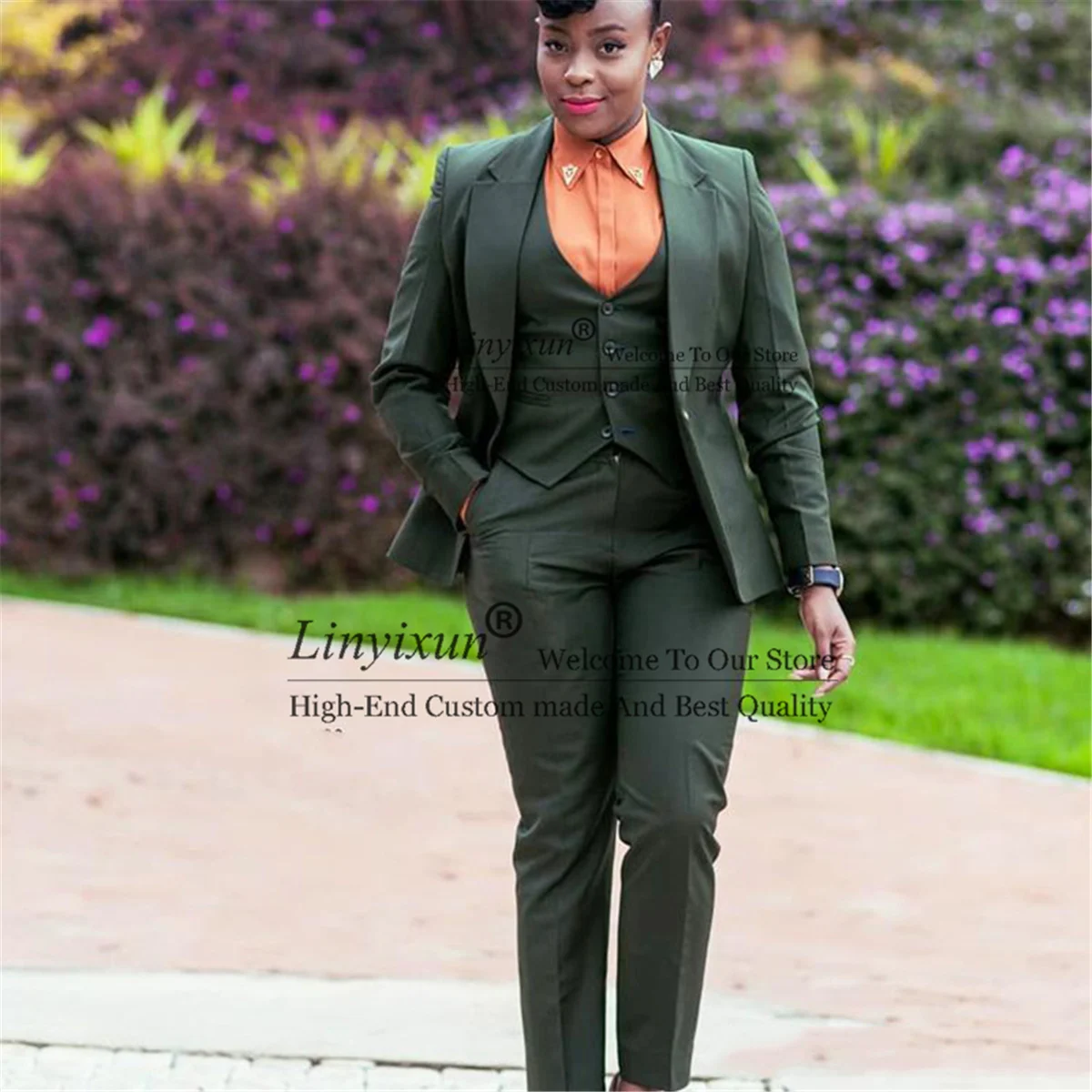 

Elegent Ladies Pant Suits Women Business Prom Blazer 3 Pieces Set Formal Office Uniform Style Female Trouser Customized
