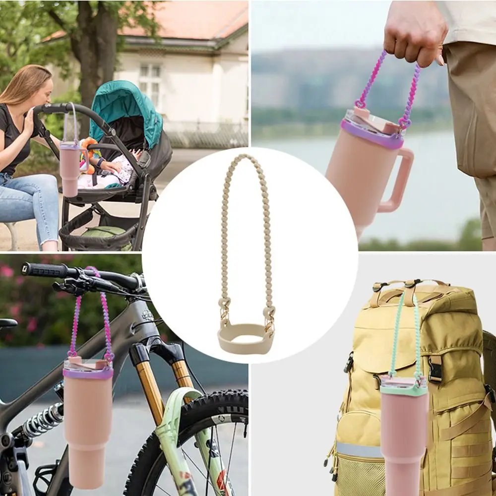 Anti-slip Water Bottle Sling Carrier Holder with Strap Soft Water Bottle Lanyard Silicone Water Bottle Handle for Stanley Cup