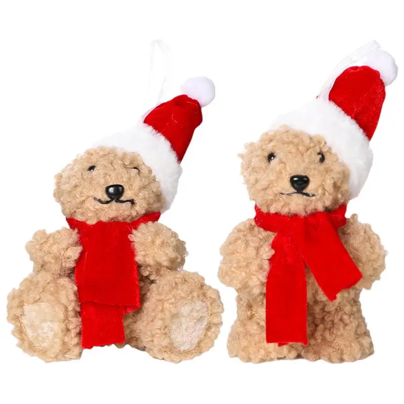 Oso de peluche de Navidad para niños, muñeco suave de oso pequeño, adornos de árbol de navidad, regalos de fiesta