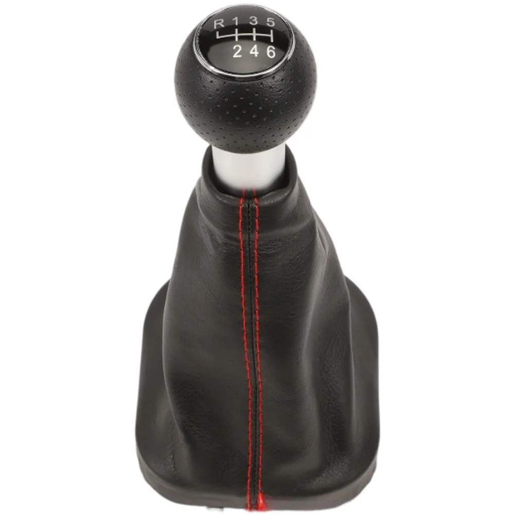 Car Interior Upgrade Black Red Stitching Interior Accessory Stable Characteristics 6 Speed Gear Knob For Touran Gear Shift