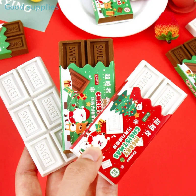 1PC Kawaii Chocolate Fashion Eraser Funny Drawing Cute Rubber Student Stationery Creative School Supplies Christmas Gift