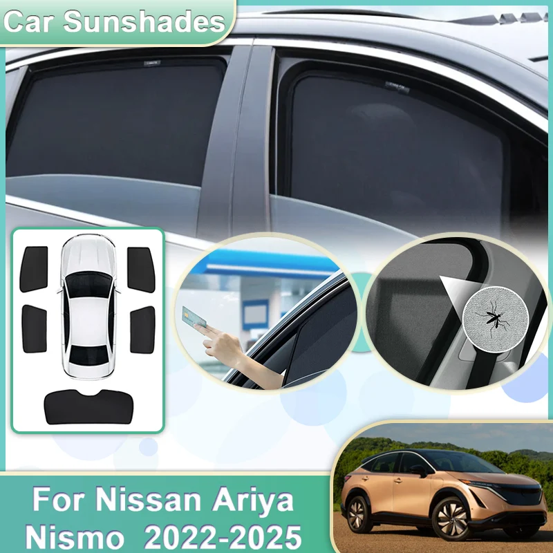 

Car Mesh Sun Shade For Nissan Ariya Accessories e-4ORCE Nismo FE0 2022 2023 2024 2025 Auto Windshield Window Sun Visor Sunshades