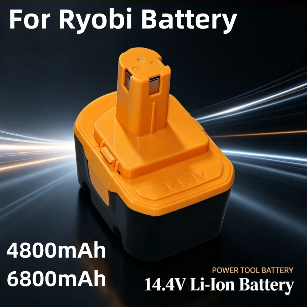 14.4V 6800mAh For Ryobi Battery Compatible with R10521 RY6201 RY6202 130224010 130224011 130281002 1400144 Safety Saft Repla