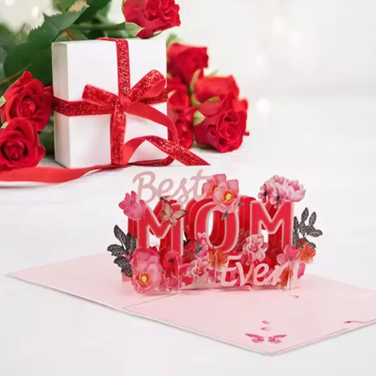 

3D Pop Up Flower Bouquet Greeting Card Handmade Blessing Card For Mother's Day Birthday Anniversary Wedding