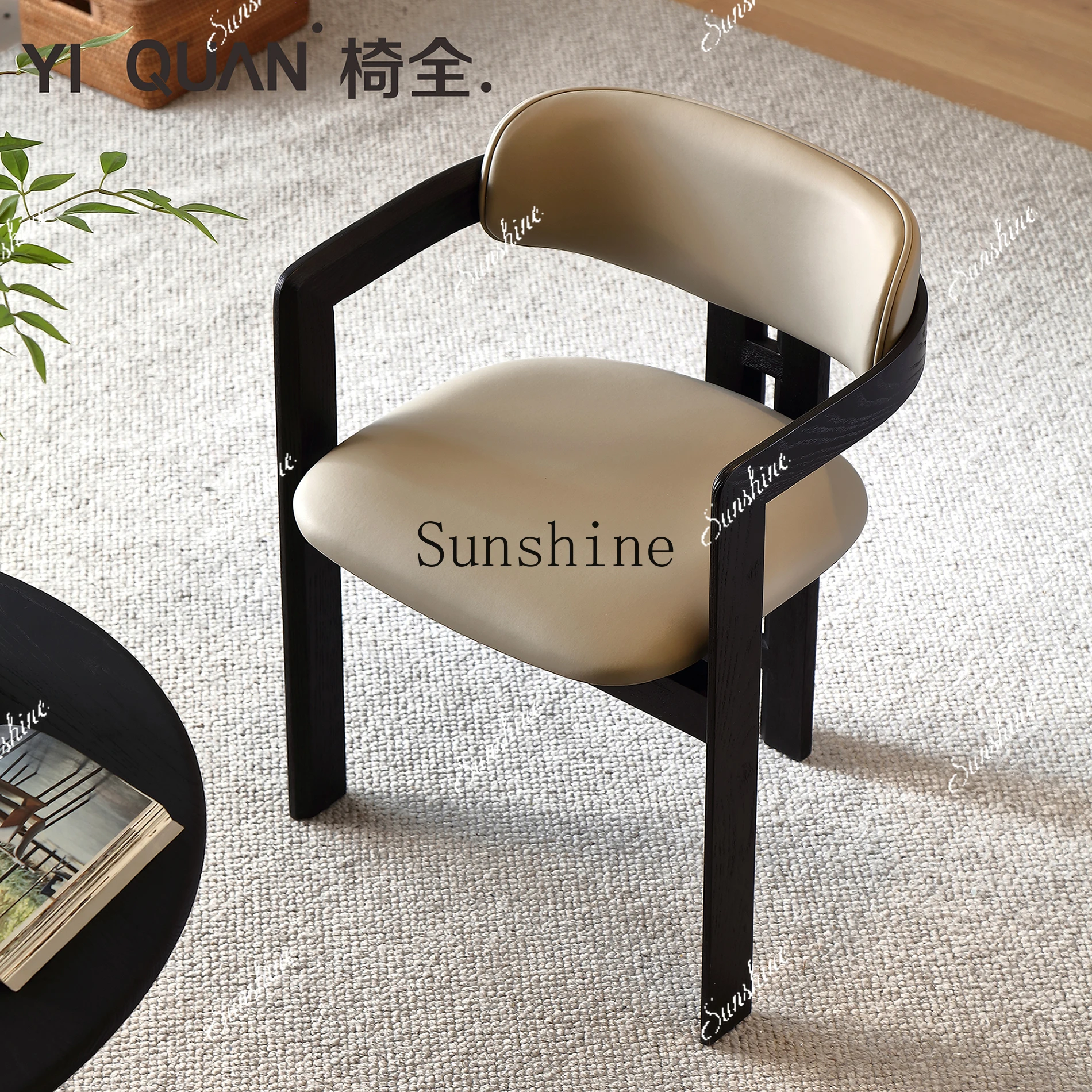 

Solid wood black Nordic home hotel fashion back chair design creative retro casual FT