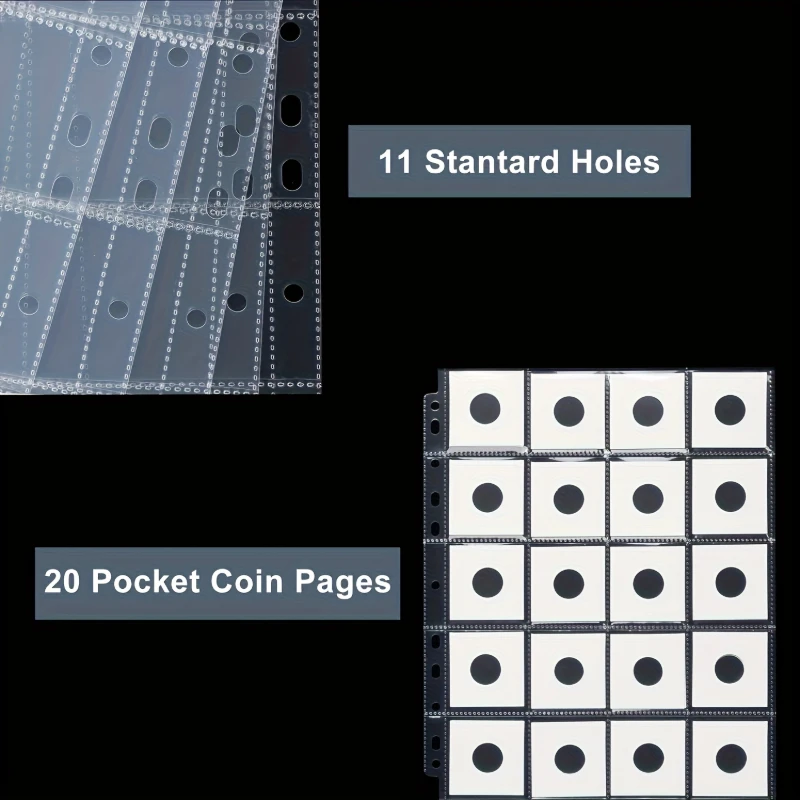 PVC-freie A4-Top-Loading-Münz- und Fotobinderhüllen, 11-Loch-20-Taschen-PP-Ersatzhüllen für Münz- und Fotoaufbewahrung – Detail 8