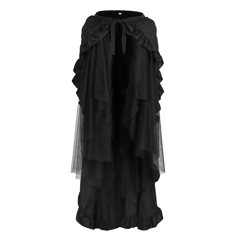 Victoriaanse Steampunk Gothic Punk Ruches Drukte Lange Rok Retro Veters Up Asymmetrische Lolita Darkness Retro Femme Nieuw