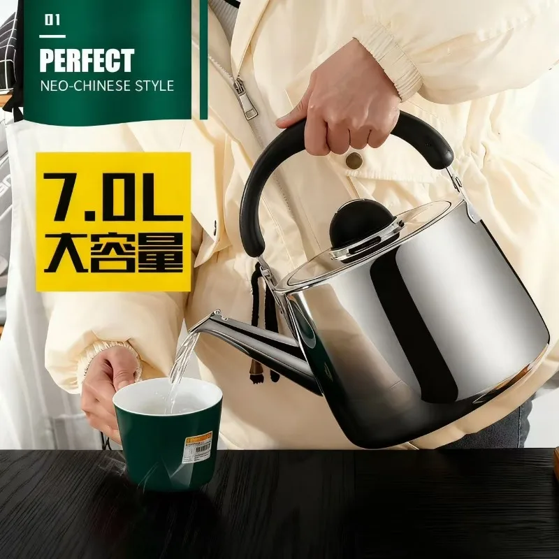 European Stainless Steel Whistling Kettle Creative Bakelite Handle Thickened Metal Kettle for Home Use Home Kitchen Cookware