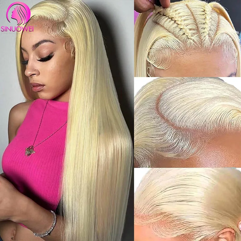 Blonde Full Lace Wig Human Hair Pre Plucked 613 Blonde Colored Lace Front Wigs Bone Straight Real Human Hair Lace Frontal Wig