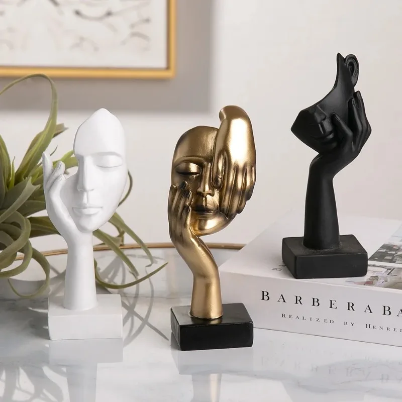 

Resin Abstract Statue Desktop Ornaments Sculpture Figurines Face Character Nordic Light Luxury Art Crafts Office Home Decor